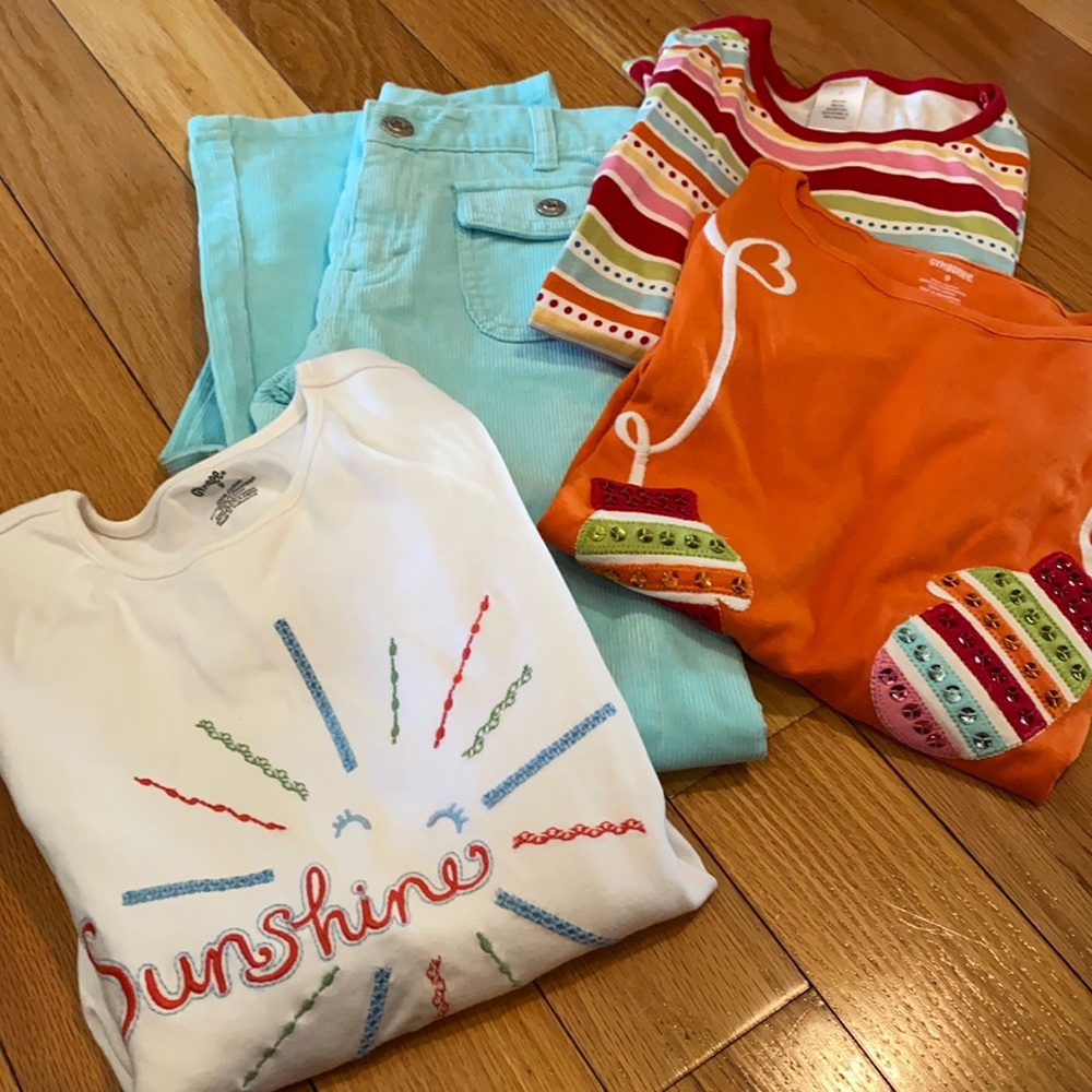 Gymboree lot Aqua cords and 3 shirts size 9